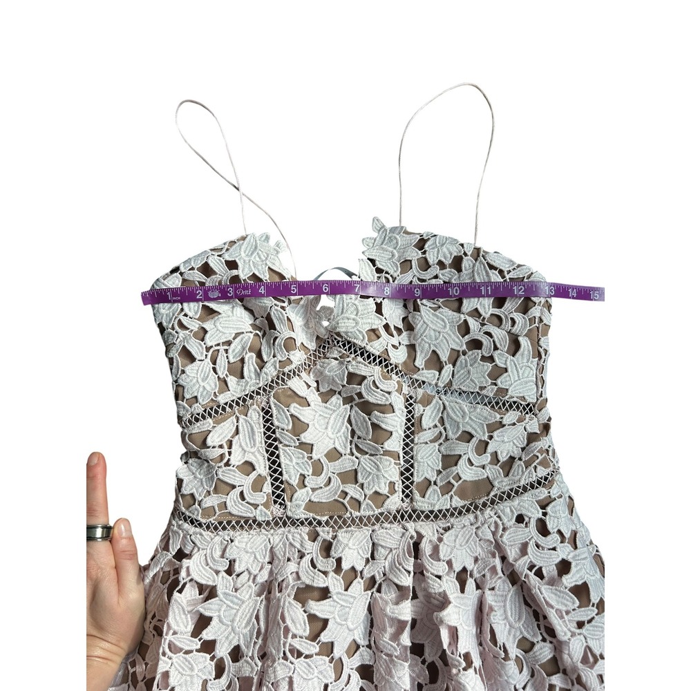 Self-portrait Azalea Floral Guipure Lace Midi Dress Lilac Nude Lining US 0 UK 4 - Picture 3 of 7